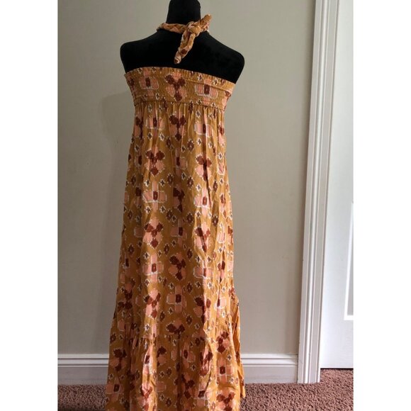 Aerie Yellow & Orange Patterned Maxi Dress With Braided Halter Neck Size XXS NWT - Picture 8 of 13